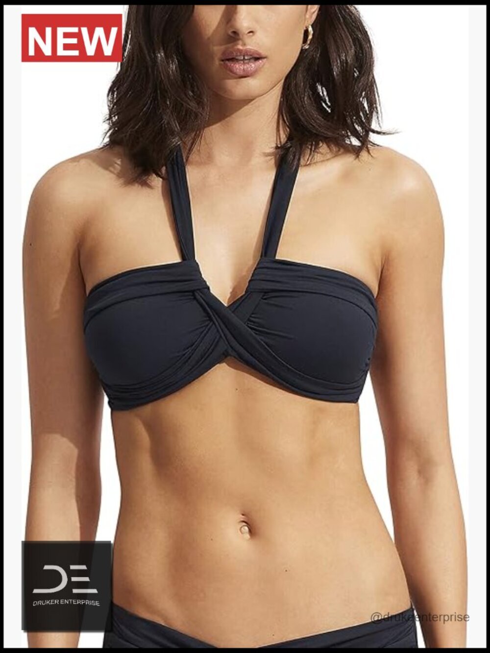 Bandeau Halter Bikini Top Swimsuit - Nylon Blend